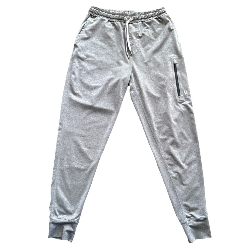 Vuori Sunday Performance Joggers Men Small Gray Pants Stretch Zip Pockets